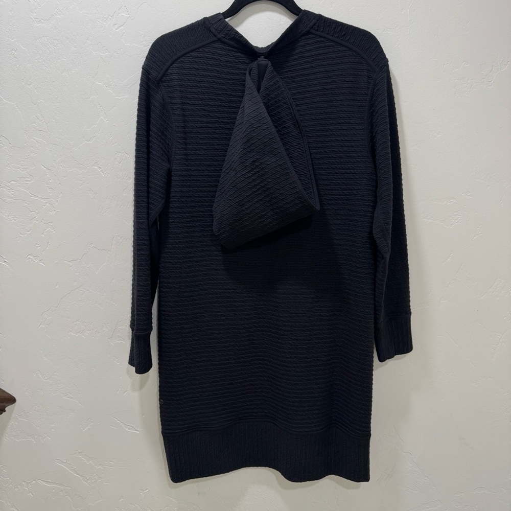 Lululemon On Repeat Dress Black Long-Sleeve Textured Removable Collar Women's 6 - Picture 5 of 15